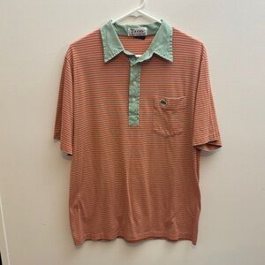 Izod Men's Polo Shirt with Orange and Green Stripes XL